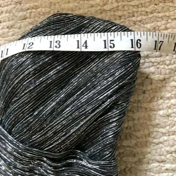 New Allure Bridals black, silver long matalic strapless mod gown size 6/8 - Picture 11 of 14